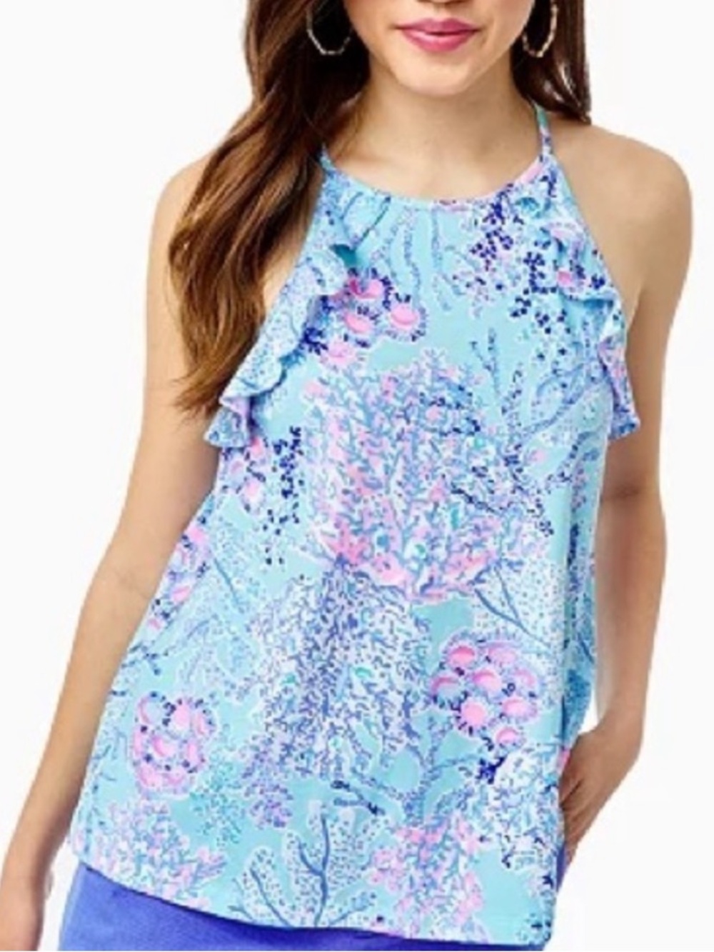 Lilly Pulitzer Billie Blue Ibiza Halter Tank Top